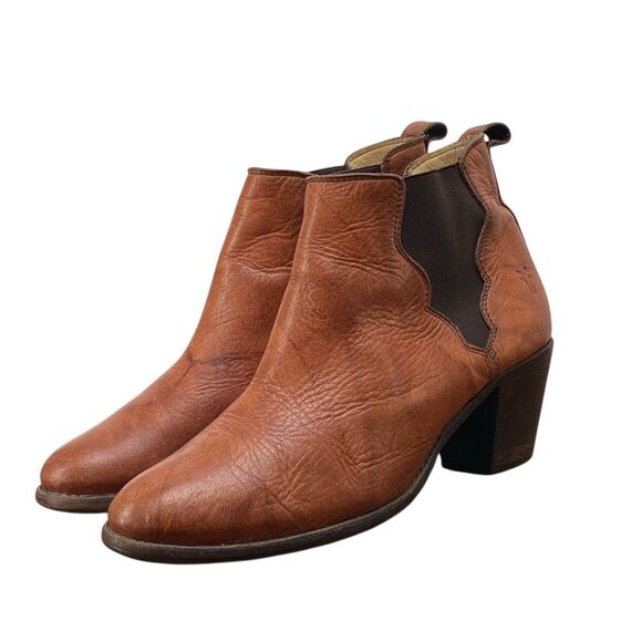 Frye Jackie Gore Women’s Size 9 B Brown Leather Stitching Horse Boots (HF25) - Picture 3 of 10